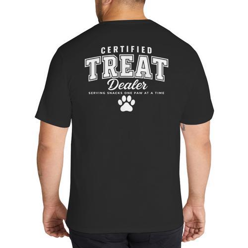Certified Treat Dealer Dog Mom Dog Dad Big And Tall Men's T-Shirt Back Print - Father's Day Fun