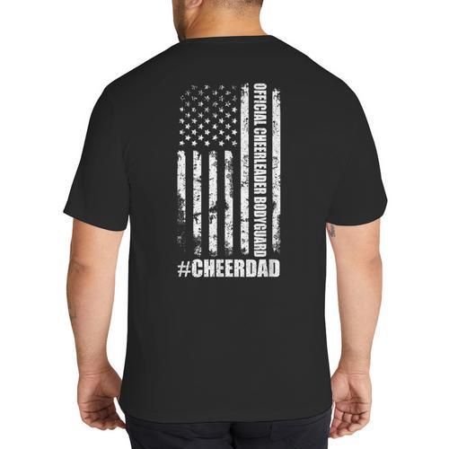 Cheer Dad Bodyguard Family Father Cheerleader Squad Big And Tall Men's T-Shirt Back Print - Father's Day Fun
