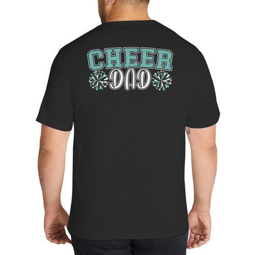 Cheer Dad My Favorite Cheerleader Calls Me Dad Teal Blue Big And Tall Men's T-Shirt Back Print - Father's Day Fun