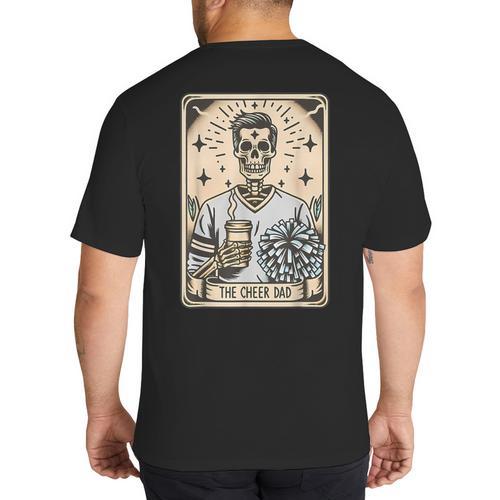 Cheer Dad Tarot Card Skeleton Cheerleading Fathers Day Big And Tall Men's T-Shirt Back Print - Father's Day Fun