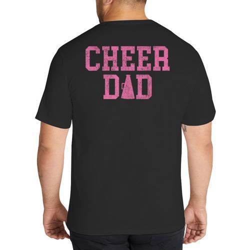 Cheer Dad Vintage Retro Cheerleading Pink Big And Tall Men's T-Shirt Back Print - Father's Day Fun