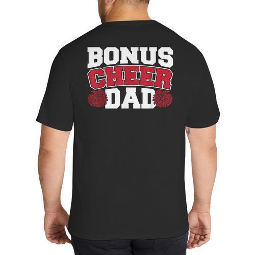 Cheer Stepdad Bonus Cheer Dad Red Big And Tall Men's T-Shirt Back Print - Father's Day Fun