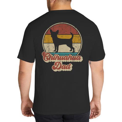 Chihuahua Dad Dog Lover Men Chihuahua Dog Vintage Big And Tall Men's T-Shirt Back Print - Father's Day Fun