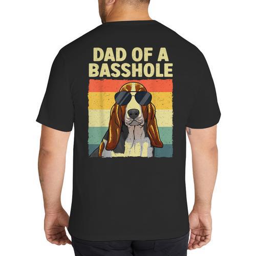 Cool Basset Hound For Men Dad Dog Basset Hound Lovers Big And Tall Men's T-Shirt Back Print - Father's Day Fun