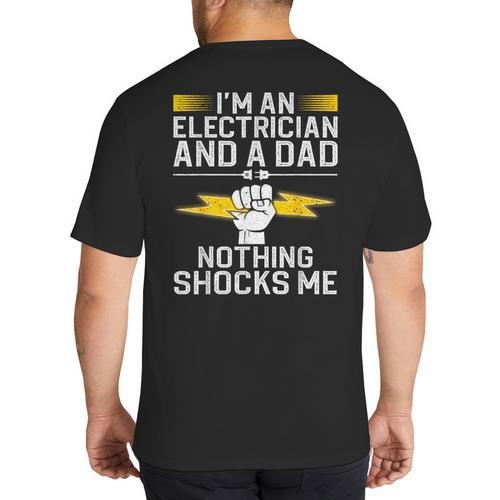 Cool Electrician For Men Dad Professional Electrician Big And Tall Men's T-Shirt Back Print - Father's Day Fun