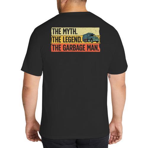 Cool Garbage Man Art For Men Dad Father Garbage Dump Truck Big And Tall Men's T-Shirt Back Print - Father's Day Fun