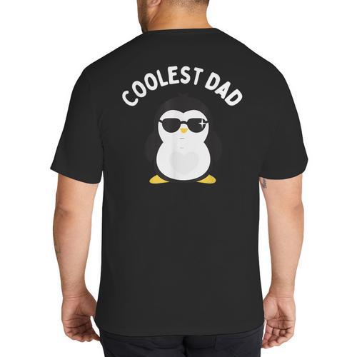 The Coolest Dad Cool Penguin By Dangerous Dad Big And Tall Men's T-Shirt Back Print - Father's Day Fun