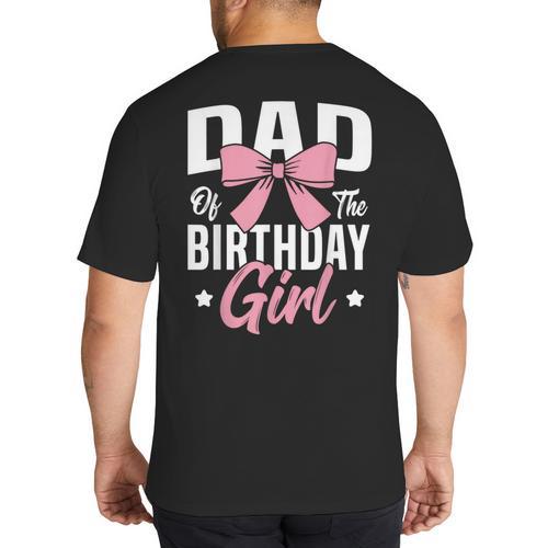 Coquette Pink Bow Men Dad Of The Birthday Girl Big And Tall Men's T-Shirt Back Print - Father's Day Fun