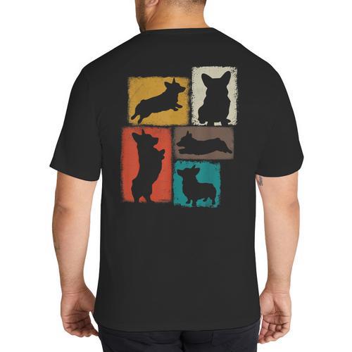 Corgi Dad Mom Vintage Collage Dog Owner Big And Tall Men's T-Shirt Back Print - Father's Day Fun