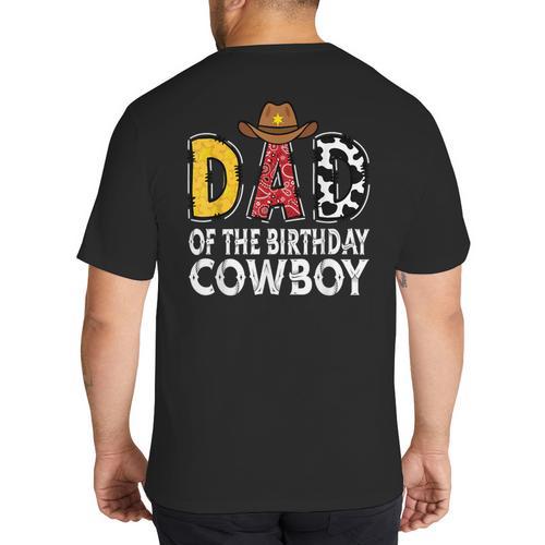 Dad 1st Birthday Cowboy Western Dad Birthday Boy Big And Tall Men's T-Shirt Back Print - Father's Day Fun