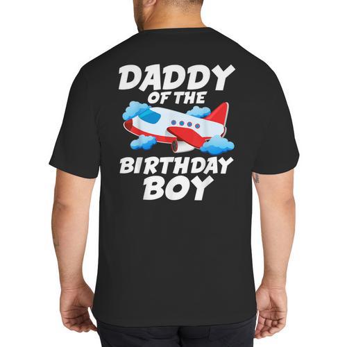 Dad Of The Birthday Boy Airplane Big And Tall Men's T-Shirt Back Print - Father's Day Fun