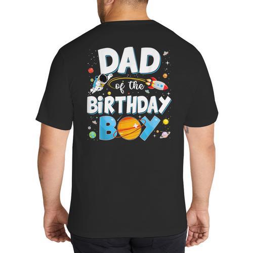 Dad Of The Birthday Boy Astronaut Family Space Planets Big And Tall Men's T-Shirt Back Print - Father's Day Fun