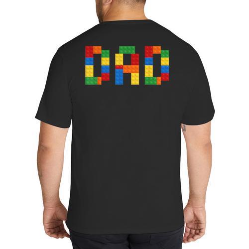 Dad Of The Birthday Boy Building Blocks Bricks Builder Big And Tall Men's T-Shirt Back Print - Father's Day Fun