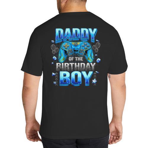 Dad Of The Birthday Boy Cool Gamer Video Game Birthday Big And Tall Men's T-Shirt Back Print - Father's Day Fun