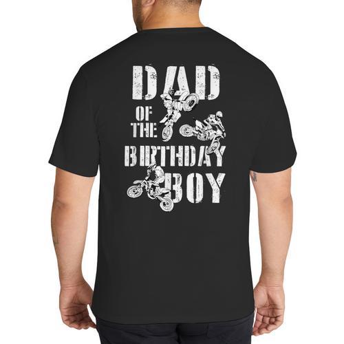 Dad Of The Birthday Boy Dirt Bike Big And Tall Men's T-Shirt Back Print - Father's Day Fun