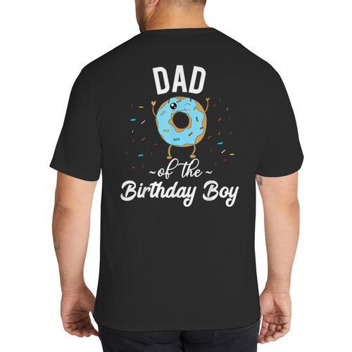 Dad Of The Birthday Boy Donut Theme Party Blue Father Big And Tall Men's T-Shirt Back Print - Father's Day Fun