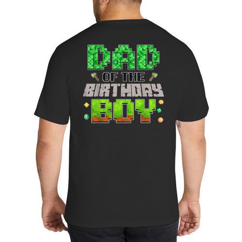 Dad Of The Birthday Boy Family Gaming Pixel Birthday Party Big And Tall Men's T-Shirt Back Print - Father's Day Fun