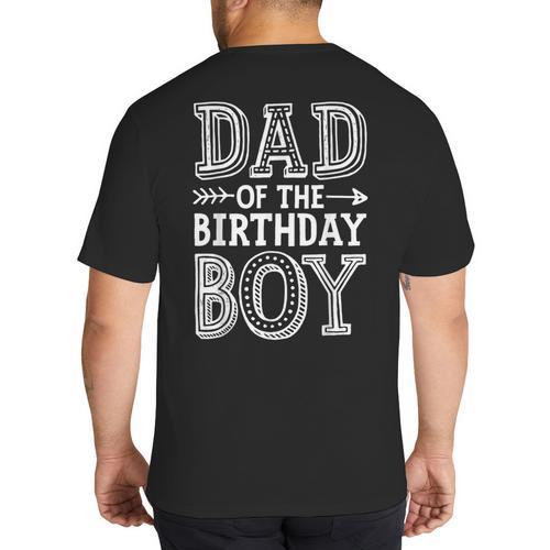 Dad Of The Birthday Boy Father Papa Family Matching Big And Tall Men's T-Shirt Back Print - Father's Day Fun