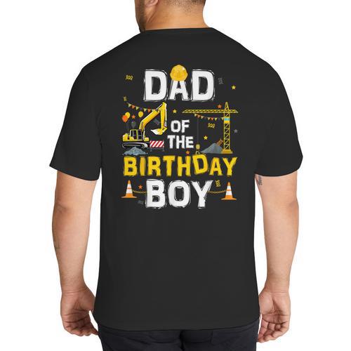 Dad Of The Birthday Boy Matching Construction Crew B-Day Big And Tall Men's T-Shirt Back Print - Father's Day Fun