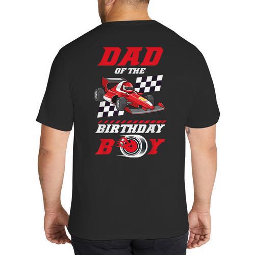 Dad Of The Birthday Boy Pit Crew Race Car Matching Family Big And Tall Men's T-Shirt Back Print - Father's Day Fun