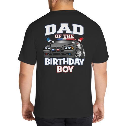 Dad Of The Birthday Boy Policeman Officer Party Big And Tall Men's T-Shirt Back Print - Father's Day Fun