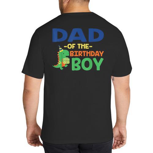Dad Of The Birthday For Boy Saurus Rex Dinosaur Party Big And Tall Men's T-Shirt Back Print - Father's Day Fun