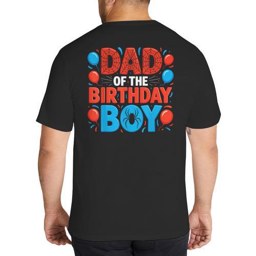Dad Of The Birthday Boy Spider Web Party Big And Tall Men's T-Shirt Back Print - Father's Day Fun