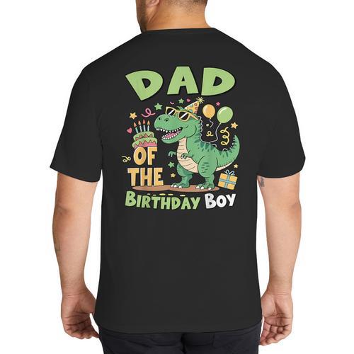Dad Of The Birthday Boy T Rex Dinosaur Family Party Big And Tall Men's T-Shirt Back Print - Father's Day Fun
