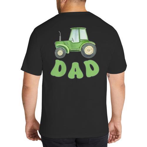 Dad Of The Birthday Boy Tractor Farm Trucks Family Party Big And Tall Men's T-Shirt Back Print - Father's Day Fun