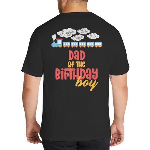 Dad Birthday Boy Train I'm 2 Two Yr Old Chugga Engine Big And Tall Men's T-Shirt Back Print - Father's Day Fun