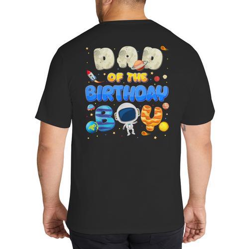 Dad Of The Birthday Boy Two The Moon Space Family Matching Big And Tall Men's T-Shirt Back Print - Father's Day Fun