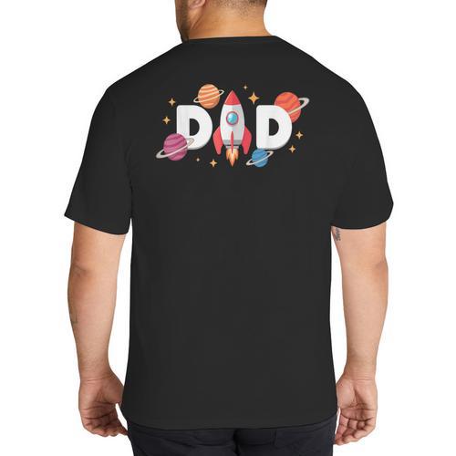 Dad Of The Birthday Boys Space Astronaut 1st Birthday Family Big And Tall Men's T-Shirt Back Print - Father's Day Fun