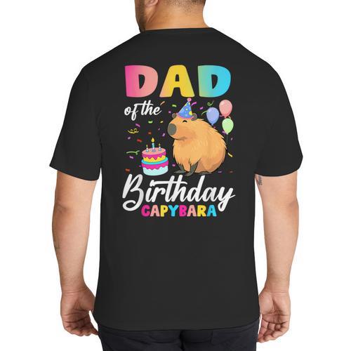 Dad Of The Birthday Capybara Girl Bday Party Family Big And Tall Men's T-Shirt Back Print - Father's Day Fun