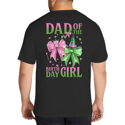 Dad Of The Birthday Girl Coquette Matching Family Party Big And Tall Men's T-Shirt Back Print - Father's Day Fun