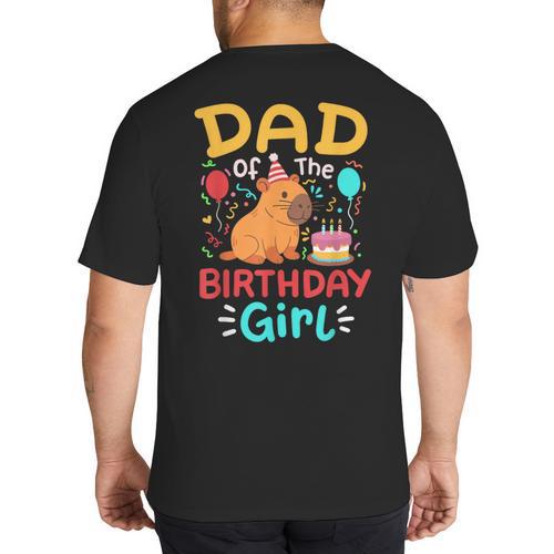 Dad Of The Birthday Girl Kids Cute Capybara Bday Family Big And Tall Men's T-Shirt Back Print - Father's Day Fun