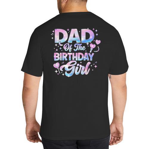 Dad Of The Birthday Girl Kpop Family Matching Party Big And Tall Men's T-Shirt Back Print - Father's Day Fun