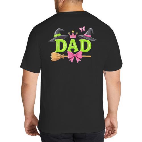 Dad Of The Birthday Girl Witch Family Party Decorations Big And Tall Men's T-Shirt Back Print - Father's Day Fun