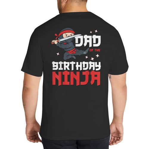 Dad Of The Birthday Ninja Daddy Party Best Father Boy Pop Big And Tall Men's T-Shirt Back Print - Father's Day Fun
