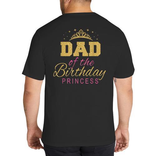 Dad Of The Birthday Princess Girls Party Small Big And Tall Men's T-Shirt Back Print - Father's Day Fun