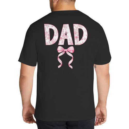 Dad Birthday Squad Matching Coquette Bow Family Party Big And Tall Men's T-Shirt Back Print - Father's Day Fun