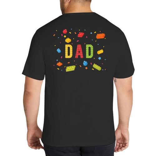 Dad Building Blocks Birthday Boy Big And Tall Men's T-Shirt Back Print - Father's Day Fun