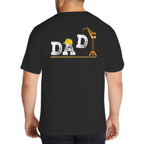 Dad Construction Excavator Family Matching Bday Party Big And Tall Men's T-Shirt Back Print - Father's Day Fun