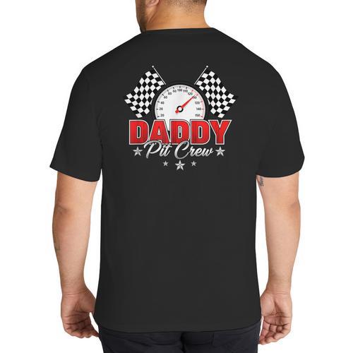 Dad Daddy Pit Crew Race Car Birthday Racing Party Big And Tall Men's T-Shirt Back Print - Father's Day Fun
