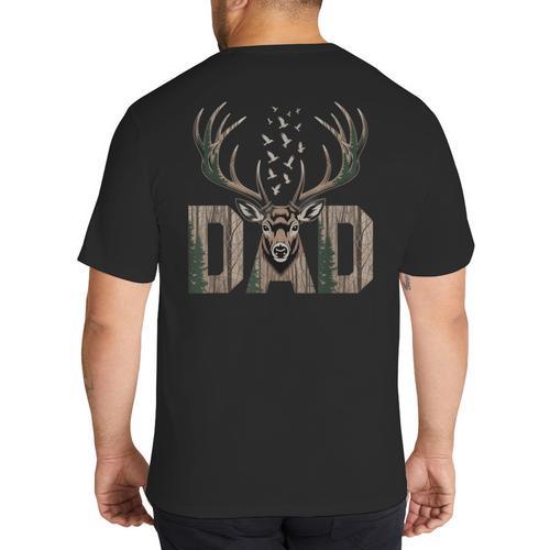 Dad Deer Hunting Camo Father Hunters Buck Camouflage Nature Big And Tall Men's T-Shirt Back Print - Father's Day Fun