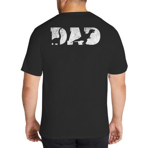 Dad Dinosaur Saurus Boys Girls Fathers Day Idea Big And Tall Men's T-Shirt Back Print - Father's Day Fun