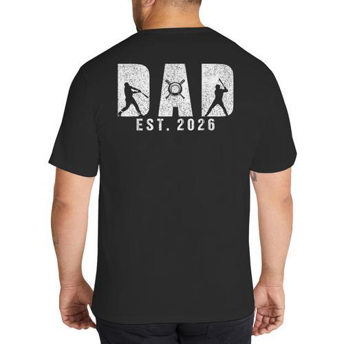 Dad Est 2026 Baseball Dad To Be New Baby Daddy Father's Day Big And Tall Men's T-Shirt Back Print - Father's Day Fun