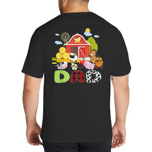Dad Farm Animal Birthday Family Matching Party Big And Tall Men's T-Shirt Back Print - Father's Day Fun