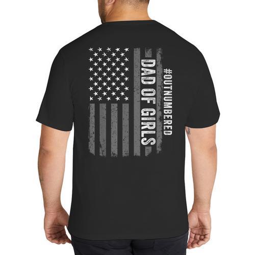 Dad Of Girls Outnumbered Fathers Day 2025 For Dad Daughters Big And Tall Men's T-Shirt Back Print - Father's Day Fun
