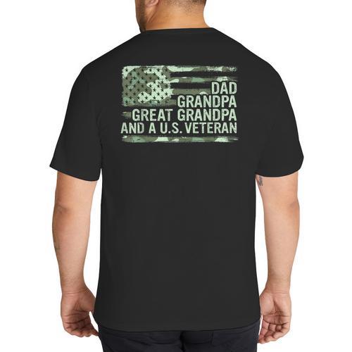 Dad Grandpa Great Grandpa Veteran Fathers Day Great Grandpa Big And Tall Men's T-Shirt Back Print - Father's Day Fun