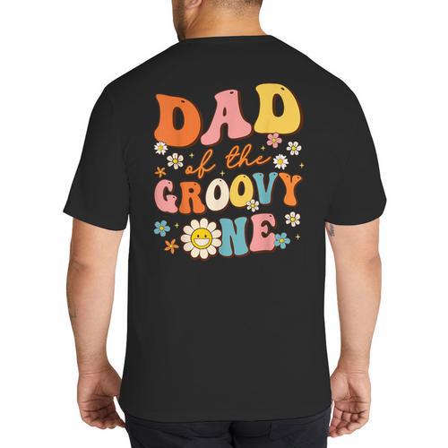 Dad Of The Groovy One 1st Birthday Pregnancy Announcement Big And Tall Men's T-Shirt Back Print - Father's Day Fun